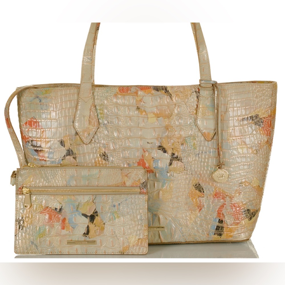 Brahmin Athena Melbourne Oasis Tote Bag Wristlet EUC Regist.Card and Dust Bag